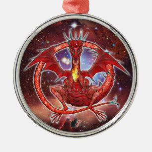 En Métal Pyrope Ornement de Dragon Cosmique