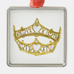 En Métal Reine des Coeurs couronne ornement carré