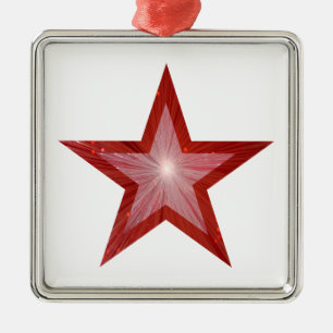 En Métal Rouge Star ornement carré blanc