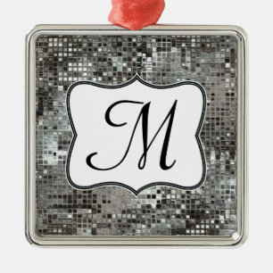 En Métal Séquin Argent Éblouissant Gli Monogramme Ornement