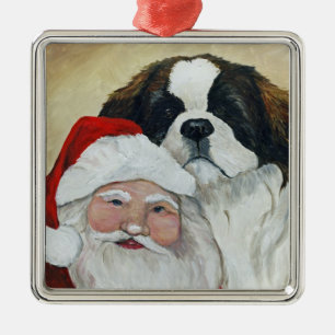 En Métal St Bernard et ornement d'art de chien de Père No