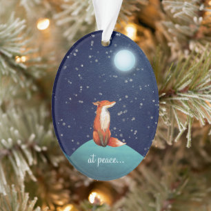 en paix, Renard personnalisé et Pleine lune Noël