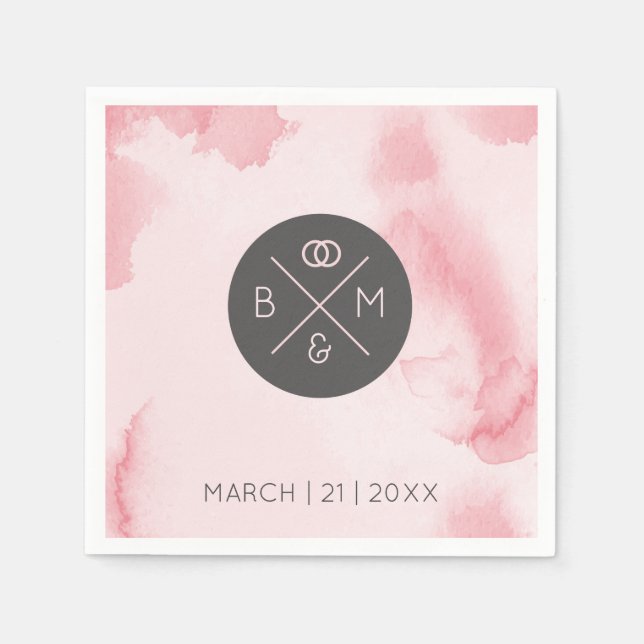 En Papier Aquarelle rose Abstraite | Serviettes (Devant)