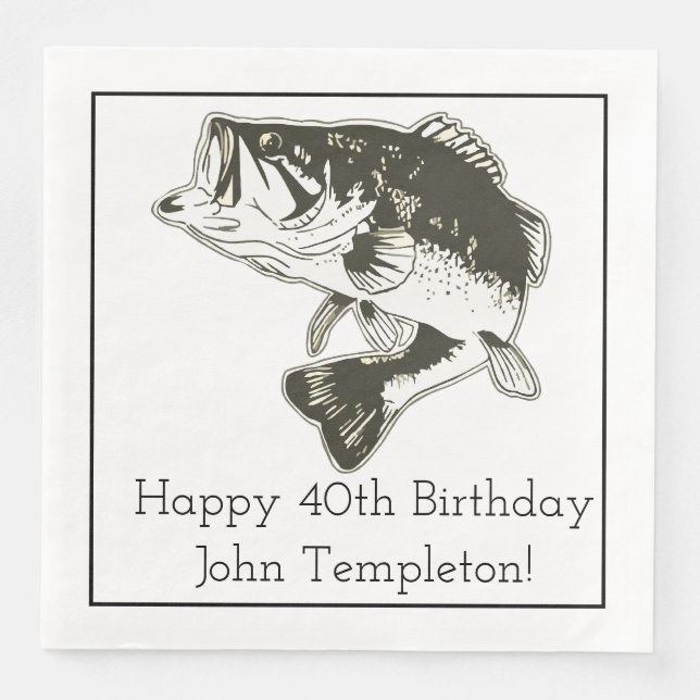 En Papier Basse à grande bouche Pêche Anniversaire serviette (Devant)