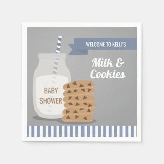 En Papier Bleu moderne Lait et cookies Baby shower serviette