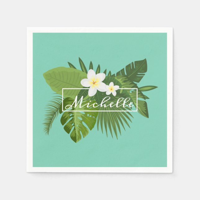 En Papier Cadre floral tropical personnalisé | Serviette de  (Devant)