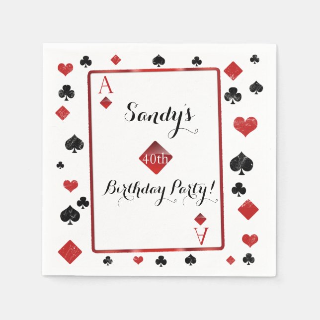 En Papier Casio/Vegas style serviettes d'anniversaire (Devant)