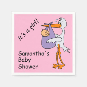 En Papier Cigogne de baby shower ses serviettes