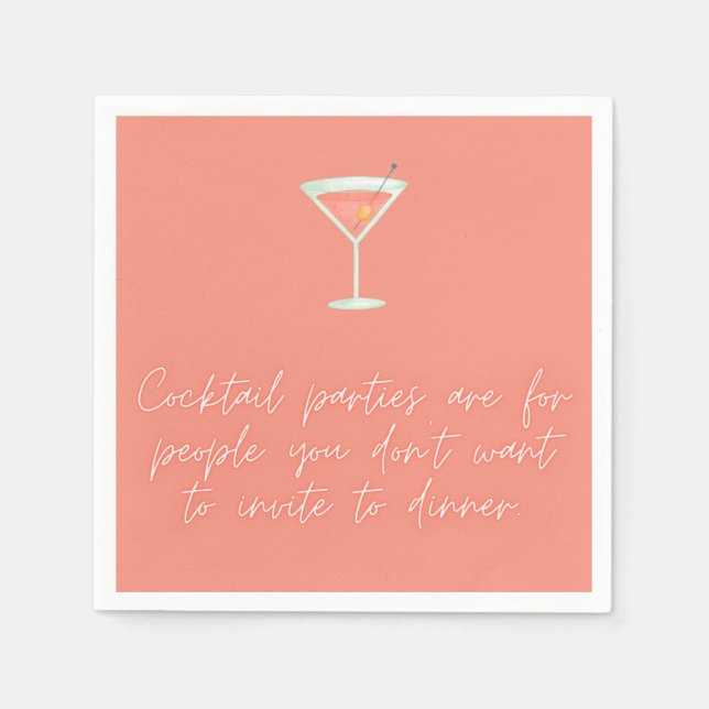 En Papier Cocktail partie amusant script saumon de serviette (Devant)