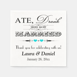 En Papier Coeurs Turquoise, Poupées Mariages serviettes