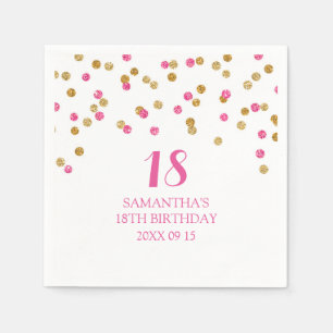 En Papier Confettis fuchsia d'or de 18ème serviette