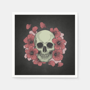 En Papier Crâne floral Dia de los Muertos   Serviette de tab