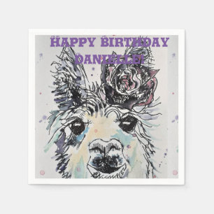 En Papier Cute Alpacca Llama Décor Animal Serviette Serviett