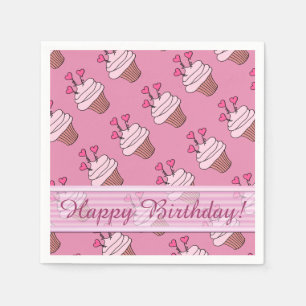 En Papier Cute rose Coeur Cupcakes serviettes d'anniversaire