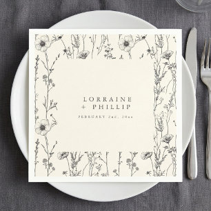 En Papier Délicat automne fleurs sauvages mariage serviette