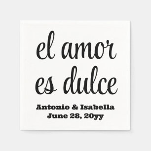 En Papier El amor es dulce serviette de réception de mariage