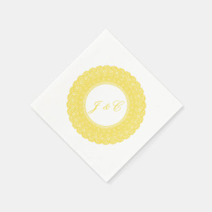 En Papier Élégant babeurre jaune dentelle de la serviette