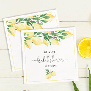 En Papier Élégant citrons Fêtes des mariées vertes serviette