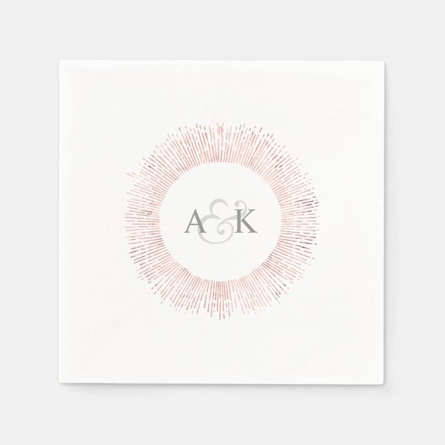 En Papier Élégant rose monogramme or mariage serviettes (Devant)
