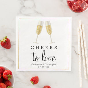 En Papier Élégante serviette de mariage Gold Cheers to Lov