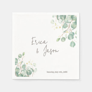 En Papier Élégante serviette Rustique Feuille Eucalyptus