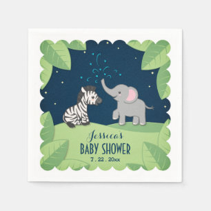 En Papier Eléphant & Zebra Safari Baby shower serviettes