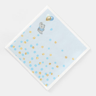 En Papier Élévation de Bébé Serviette Éléphant Bleu