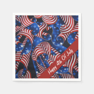 En Papier Étoiles et rayures Patriotic Curls serviettes