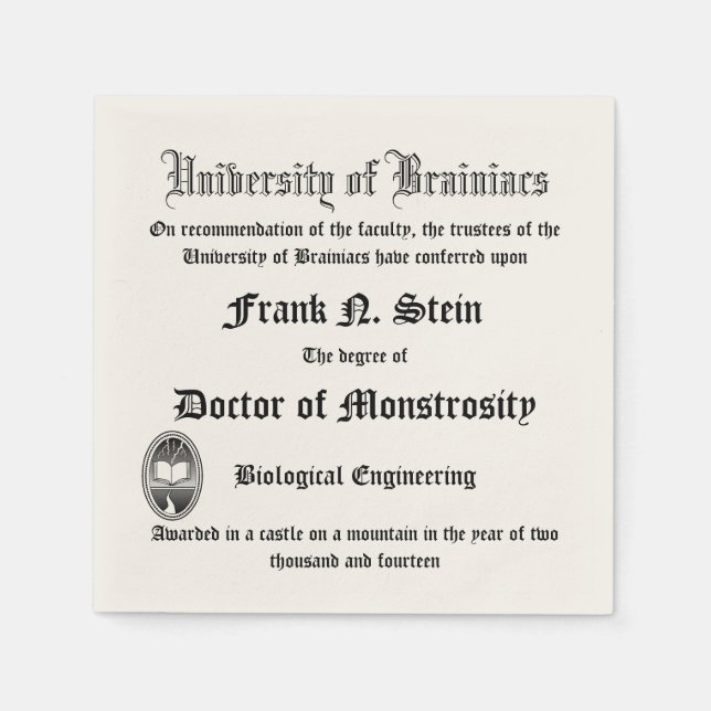 En Papier Fake Frankenstein Diplomate serviette (Devant)
