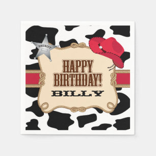 En Papier Fête d'anniversaire de cowboy, serviettes faites