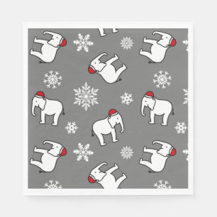 En Papier Fête de l'Éléphant Blanc de Noël (Gris) Serviette