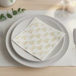 En Papier Feuille de palmier dorée, serviette de mariage bla
