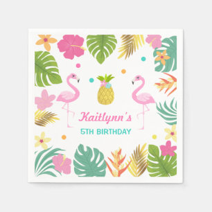 En Papier Flamant rose tropical de serviette de partie de