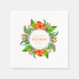 En Papier Fleur tropicale Bonne fête des mères   Serviette d