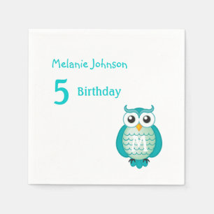 En Papier Hibou Girly mignon d'Aqua avec la serviette