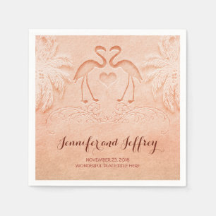 En Papier Joli couple flamingo plage de mariage serviettes e