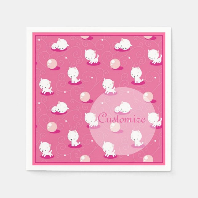 En Papier Joli Kitty Kittens rose Patten serviettes (Devant)