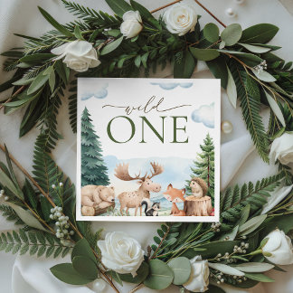 En Papier Jolies Animaux de la Forêt Wild One Fête Serviette