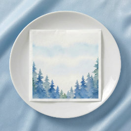 En Papier Jolis pins bleus d'hiver pour mariage serviette