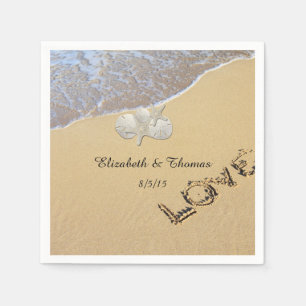 En Papier Mariage plage, Dollar de sable, Serviettes Starfis