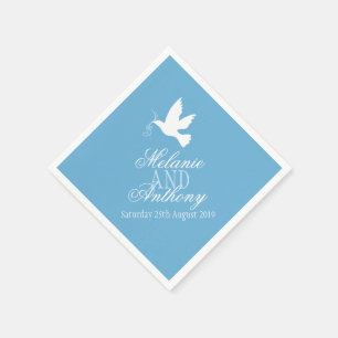 En Papier Mariage un blanc colombes bleu serviettes personna