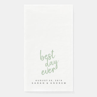 En Papier Meilleur Jour Sage Vert Mariage Serviette main