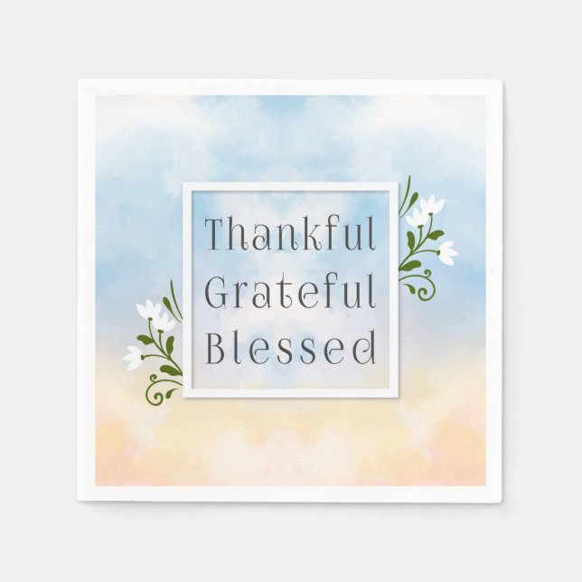 En Papier Merci Gratuit Béni Thanksgiving | Serviette de tab (Devant)