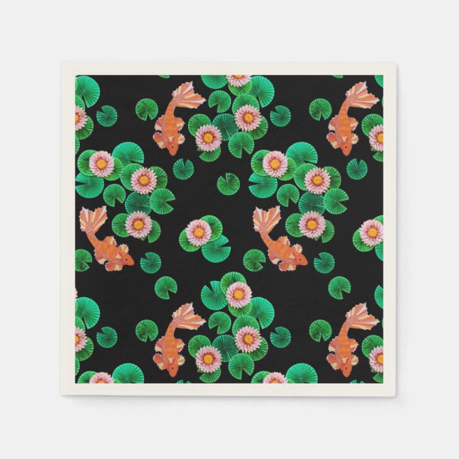 En Papier Nappes d'eau et serviettes de poisson Koi (Devant)