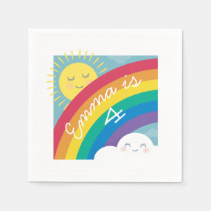 En Papier Nuage d'arc-en-ciel et serviettes d'anniversaire
