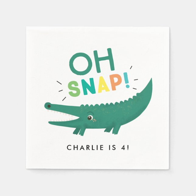 En Papier Oh Snap Alligator Crocodile Anniversaire serviette (Devant)
