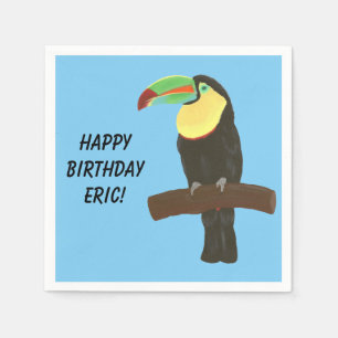 En Papier Oiseau Toucan coloré Joyeux serviettes d'anniversa