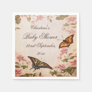 En Papier Papillons et serviettes vintages de fleur d'amande