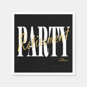 En Papier Partie de retraite d'or et noire, serviettes