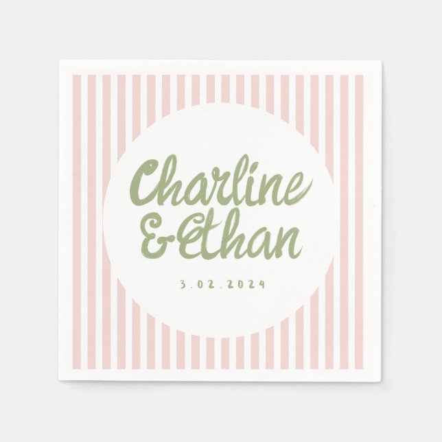 En Papier Pastel écriture manuscrite Mariage rétro serviette (Devant)